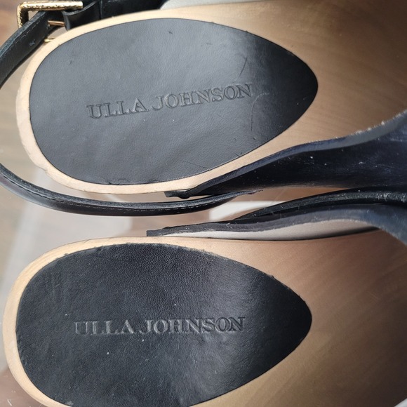 Ulla Johnson Black Leather Studded Wooden Clog Slingback Shoes Women Size 40 - Picture 2 of 11
